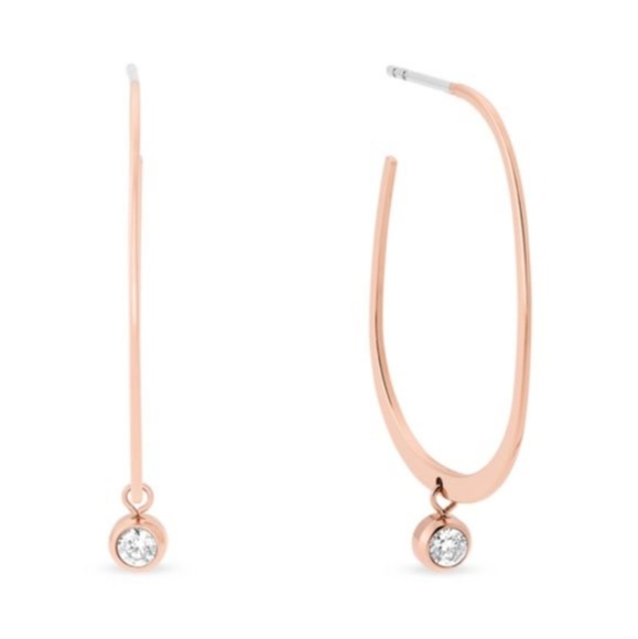 Michael Kors Jewelry - Michael Kors CZ Stud Open Hoop Earrings RGold NWT